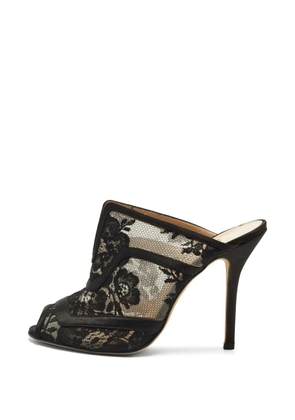 Manolo Blahnik satin heeled mules - Black