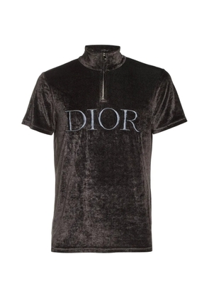 Christian Dior Pre-Owned logo-embroidered velvet T-shirt - Black
