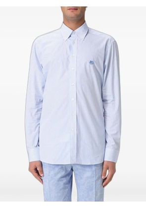ETRO striped embroidered-logo cotton shirt - Blue