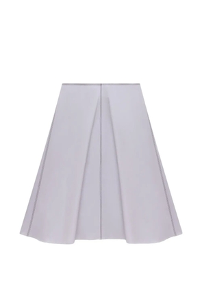 Marni grey poplin midi skirt with contrast stitching