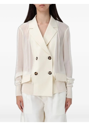 MeimeiJ double-breasted sheer-panel blazer - Neutrals
