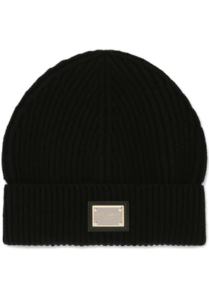 Dolce & Gabbana logo-tag cashmere beanie - Black