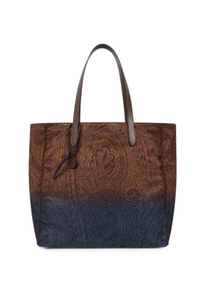 ETRO Unfold Me nylon tote bag with degradé Arnica motif - Brown