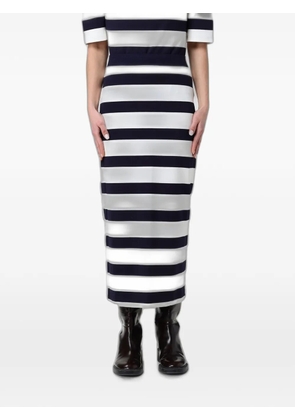 Max Mara horizontal-stripe satin-finish skirt - White