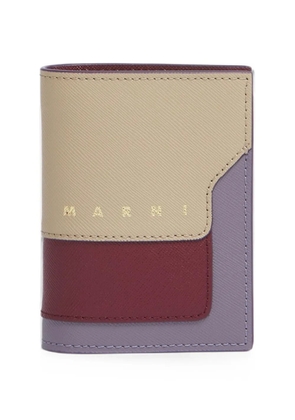 Marni taupe, ruby and purple saffiano-leather bifold wallet - Red