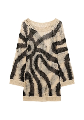 PUCCI Marmo-print crochet-knit linen dress - Neutrals