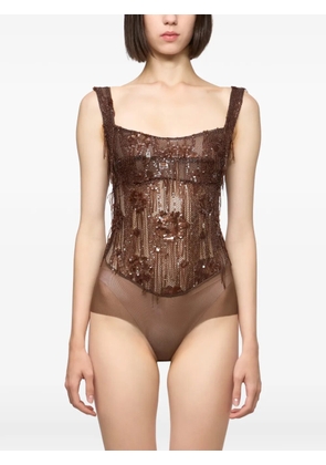 Atu Body Couture sequin-embellished corset bodysuit - Brown