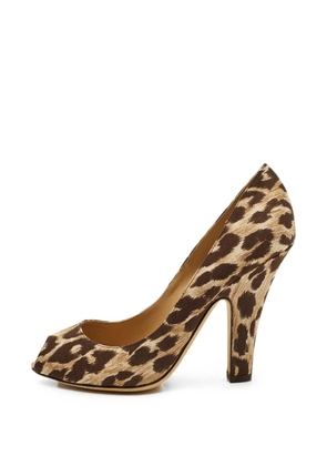 Dolce & Gabbana Pre-Owned leopard-print peep-toe pumps - Brown