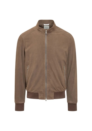 Herno zip-up suede bomber jacket - Brown