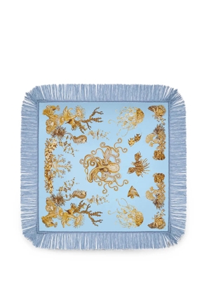 La DoubleJ reversible fringe foulard 90 - Blue