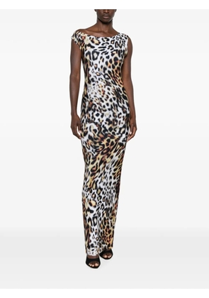 Norma Kamali sleeveless animal-print maxi dress - Brown