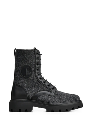 Tod's felt-texture lace-up boots - Grey