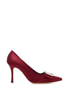Manolo Blahnik Mayjou crystal-buckle pumps - Red