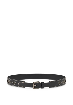 ETRO leather belt with cut-outs and topstitching - Black