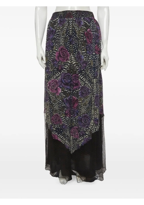 Just Cavalli Vintage floral-print tulle-panelled maxi skirt - Black