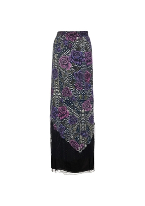 Just Cavalli Vintage floral-print tulle-panelled maxi skirt - Black