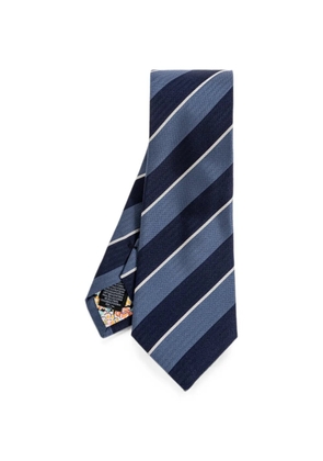 Paul Smith diagonal-stripe herringbone-weave tie - Blue