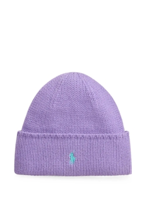 Polo Ralph Lauren embroidered-Pony wool beanie hat - Purple