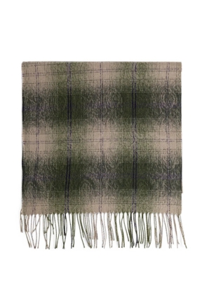 ETRO check fringed scarf - Green