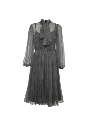 Dolce & Gabbana Pre-Owned Glen plaid scarf-tie midi dress - Grey