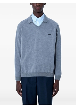Miu Miu logo-embroidered V-neck sweater - Grey