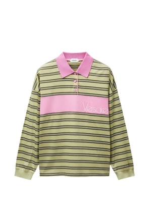 Versace embroidered-logo striped-intarsia cotton polo - Yellow