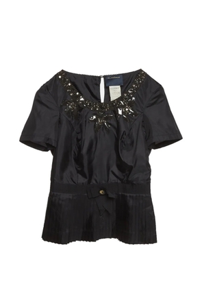 Cavalli Class bead-embellished pleated blouse - Black