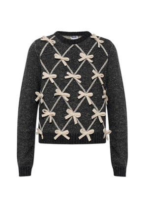 Moschino bow-embellished diamond-knit sweater - Grey