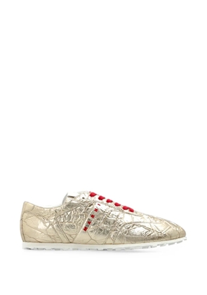 Marni crinkled-finish logo sneakers - Gold