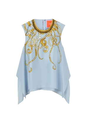 La DoubleJ San Carlo floral-print silk top - Blue