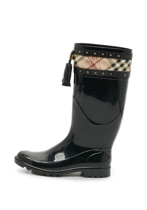 Burberry Pre-Owned check tassel rain boots - Black