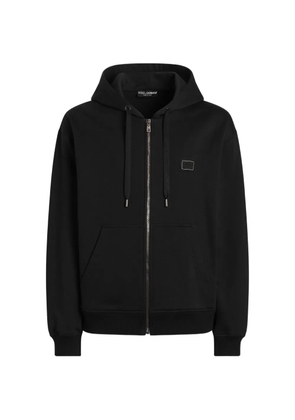 Dolce & Gabbana cotton hooded sweatshirt with logo plate - Black