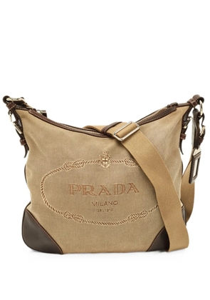 Prada Pre-Owned Logo Jacquard messenger bag - Neutrals