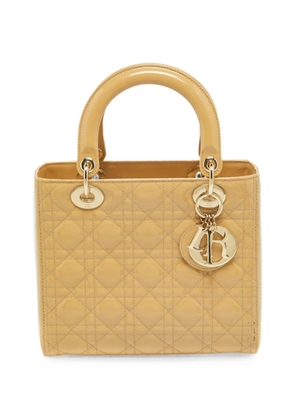 Christian Dior Pre-Owned Dior Lady Dior Medium Beige Cannage Patent Leather Tote - Neutrals