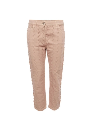 Etro Pre-Owned Etro Pink Denim Distressed Straight Fit Jeans S /Waist 32'
