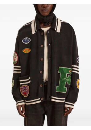 FOUND patch-detail striped cardigan - Black
