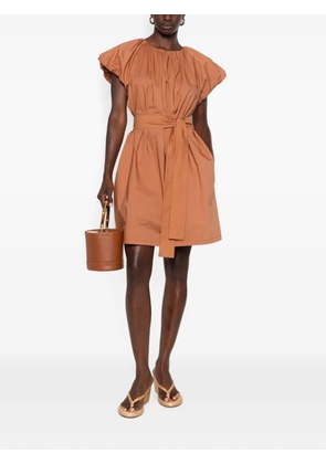 MOUTAKI belted puff-sleeve mini dress - Brown