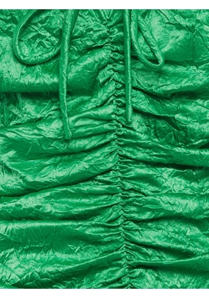 GANNI ruched crinkled midi dress - Green