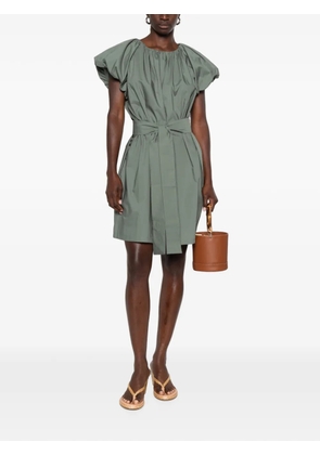 MOUTAKI puff-sleeve belted mini dress - Green