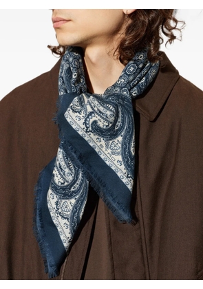 ETRO Paisley-print frayed scarf - Blue