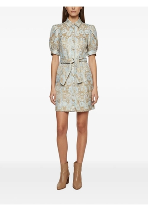 SANDRO Orlan puff-sleeve mini shirt dress - Blue