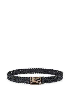 ETRO woven leather belt with Pegaso buckle - Black
