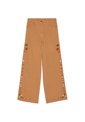MOMONÌ Aoki embroidered trousers - Neutrals