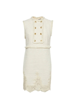 Elisabetta Franchi fringed tweed mini dress - Neutrals