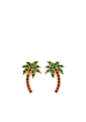 Palm Angels crystal-embellished palm tree earrings - Green