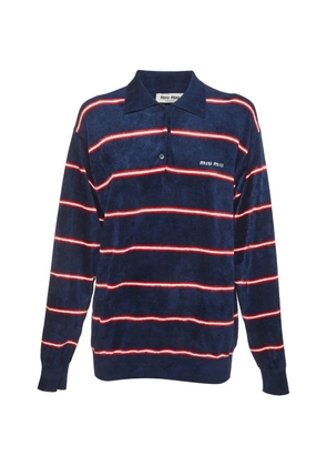 Miu Miu Pre-Owned striped terry polo shirt - Blue
