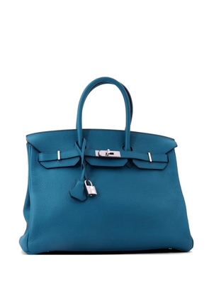 Hermès Pre-Owned Birkin Handbag Blue Clemence with Palladium Hardware 35 tote bag