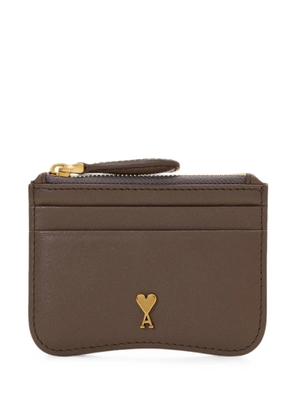 AMI Paris Paris Paris zipped cowhide-leather card holder - Brown