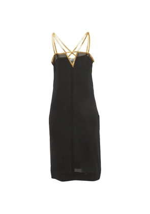 Prada Pre-Owned leather-trim silk mini dress - Black