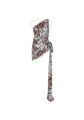 Norma Kamali Diana animal-print asymmetric mini dress - Brown
